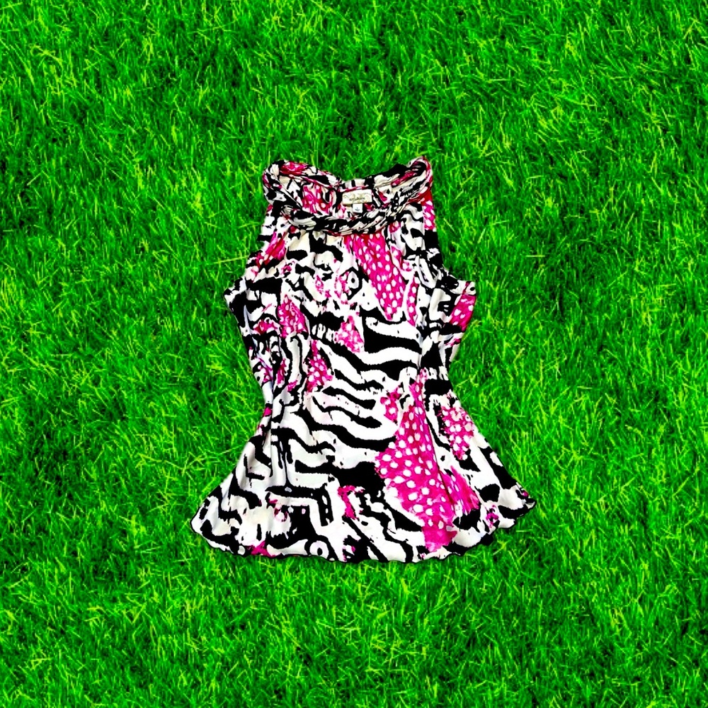 vtg y2k silky abstract zebra print top